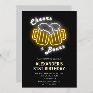 Neon 31st birthday invitation Cheers and Beers