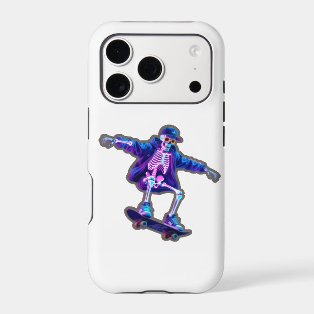 Neon 3D Skeleton Skateboarding – Funny Streetwear  (Back)