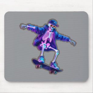Neon 3D Skeleton Skateboarding – Funny Streetwear  Mouse Pad