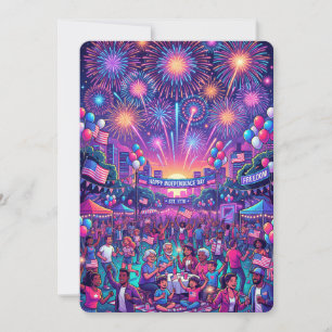 Neon 4th of July Independence Day Celebration Invitation