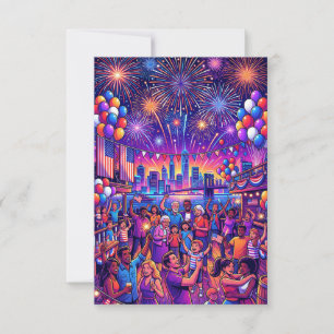 Neon 4th of July Independence Day Celebration Invitation