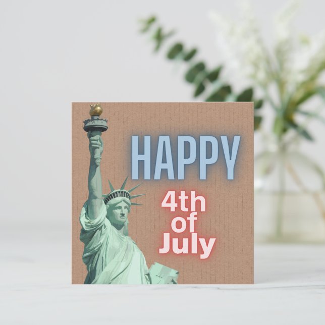 Neon 4th of July Liberty Statue Flat Card (Standing Front)