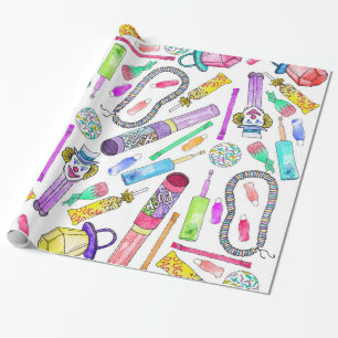 Neon 80's 90's Retro Funny Candy Pattern Wrapping Paper