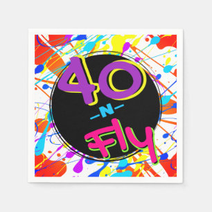 Neon 80s Hip Hop 40 and Fly Birthday Napkin