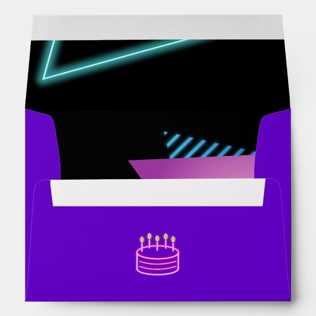 Neon 80s Party Editable Envelope 80s theme party (Back (Bottom))