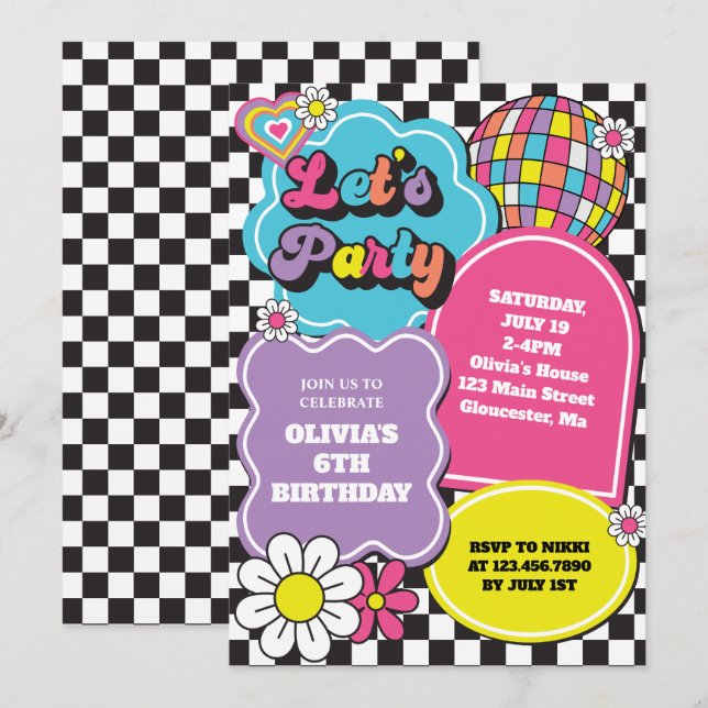 Neon 90s Retro Birthday Invitation (Front/Back)