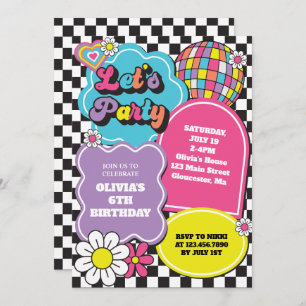 Neon 90s Retro Birthday Invitation