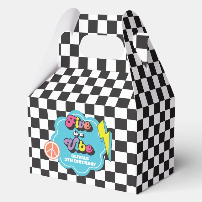 Neon 90s Retro Five is a Vibe 5th Birthday Favour Box (Front)