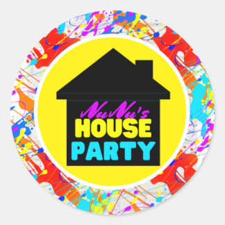 Neon 90's Retro Hip Hop Theme House Party Colourfu Classic Round Sticker