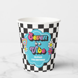 Neon 90s Retro Seven is a Vibe 7th Birthday Paper Cups