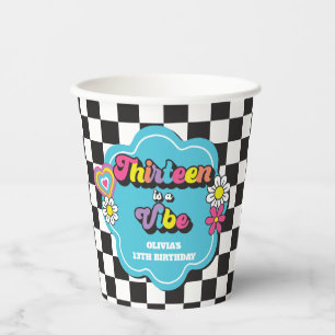 Neon 90s Retro Thirteen is a Vibe 13th Birthday Paper Cups