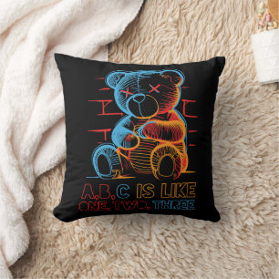 Neon ABC Teddy Bear Cushion