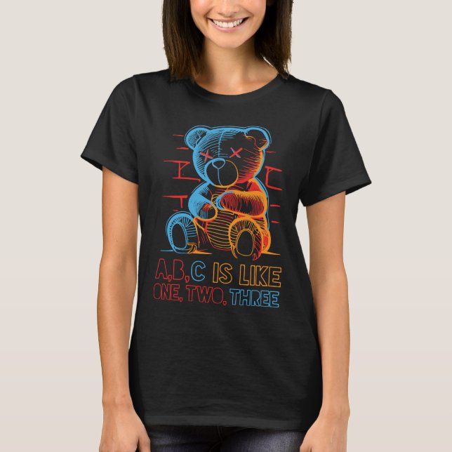 Neon ABC Teddy Bear T-Shirt (Front)