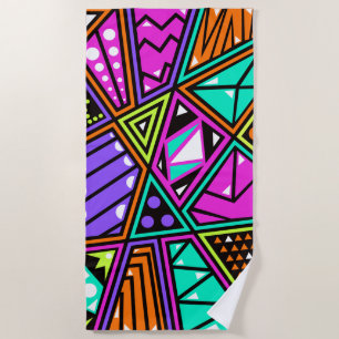 neon abstract beach towel 