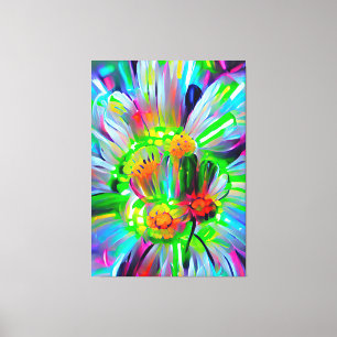 Neon Abstract Daisies with Vivid Colours Canvas Print