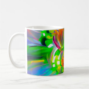 Neon Abstract Daisies with Vivid Colours Coffee Mug