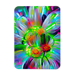 Neon Abstract Daisies with Vivid Colours Magnet