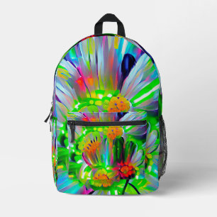 Neon Abstract Daisies with Vivid Colours Printed Backpack