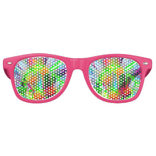 Neon Abstract Daisies with Vivid Colours Retro Sunglasses