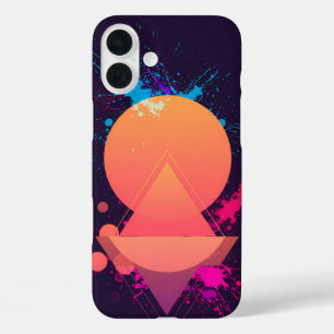 Neon Abstract Geometric Splash Retro Futuristic  iPhone 16 Plus Case