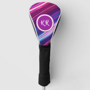 Neon Abstract Glow Pattern Personalized Monogram Golf Head Cover
