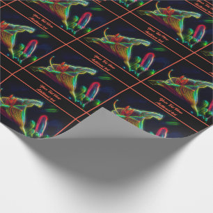 Neon Abstract Lily Flower Personalized Wrapping Paper