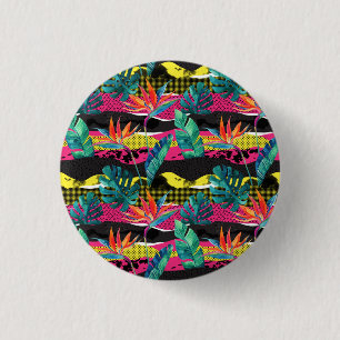 Neon Abstract Tropical Texture Pattern 3 Cm Round Badge