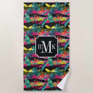 Neon Abstract Tropical Texture Pattern Beach Towel