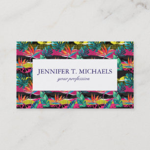 Neon Abstract Tropical Texture Pattern Business Card