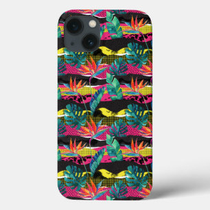 Neon Abstract Tropical Texture Pattern iPhone 13 Case