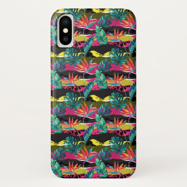 Neon Abstract Tropical Texture Pattern Case-Mate iPhone Case (Back)
