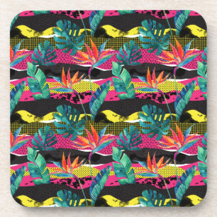 Neon Abstract Tropical Texture Pattern Coaster