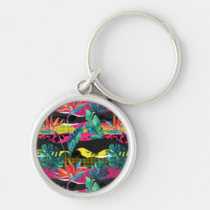 Neon Abstract Tropical Texture Pattern Key Ring