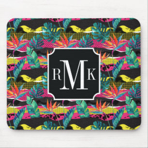 Neon Abstract Tropical Texture Pattern Mouse Pad