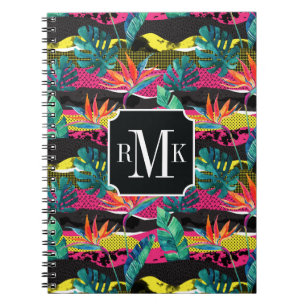 Neon Abstract Tropical Texture Pattern Notebook