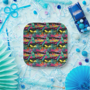 Neon Abstract Tropical Texture Pattern Paper Plate
