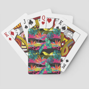 Neon Abstract Tropical Texture Pattern Playing Cards