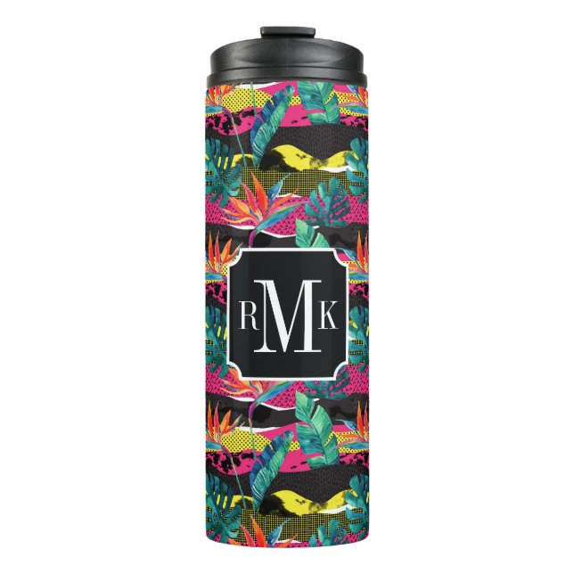 Neon Abstract Tropical Texture Pattern Thermal Tumbler (Front)
