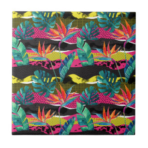 Neon Abstract Tropical Texture Pattern Tile