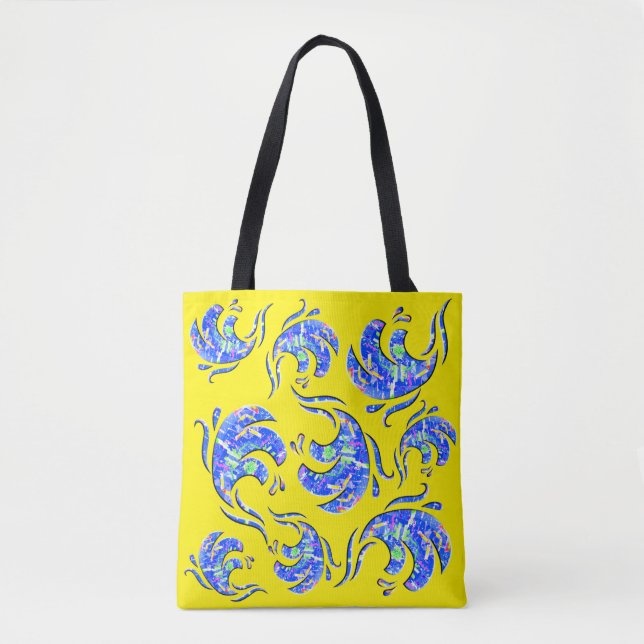 Neon Abstract Waves Art Pattern Tote Bag (Front)