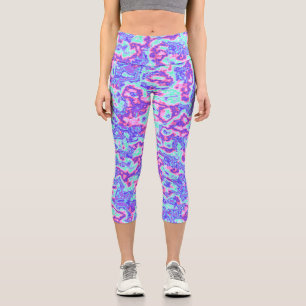 Neon Acid Trip Marble Capri Leggings