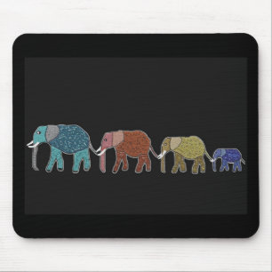 Neon African Elephant Walk Mouse Pad