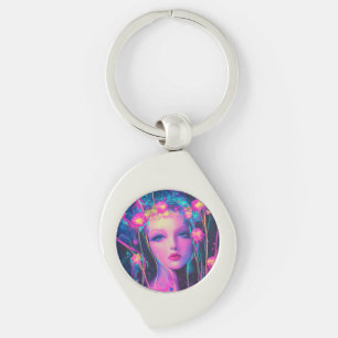 Neon Alien Goddess  Key Ring