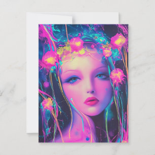 Neon Alien Goddess Postcard