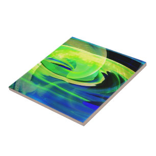 Neon Alien Landscape Abstract Tile