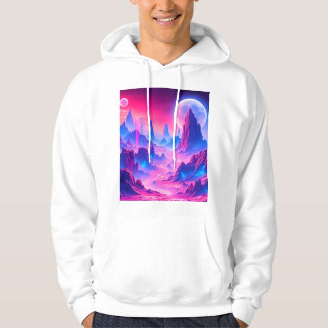 Neon Alien Planet Hoodie | Sci-Fi Cosmic Apparel (Front)