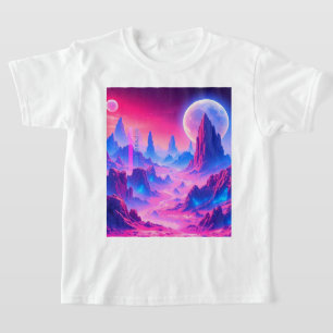 Neon Alien Planet Landscape Sci-Fi Fantasy Art T-Shirt