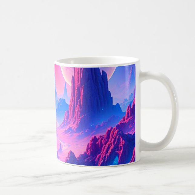 Neon Alien Planet Mug | Sci-Fi Cosmic Coffee Cup (Right)
