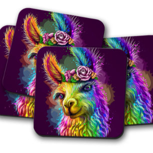 Neon Alpaca Animal Fun Alpaca Cork Coaster Set
