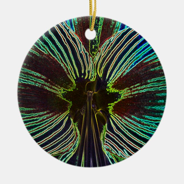 Neon Amaryllis Ceramic Tree Decoration (Front)